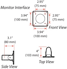 Technical Drawing for Ergotron 98-735-292 LX Pro Display Pivot Conversion Kit (black)