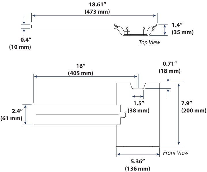 Technical Drawing for Ergotron 98-853-251 Wall Track Mounting Bracket for T-Slot Accessories