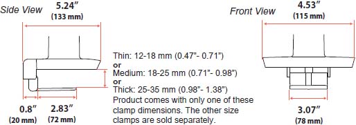 Technical Drawing for Ergotron 98-477-216 Low-Profile Top-Mount C-Clamp for 12-18 mm surface (white)