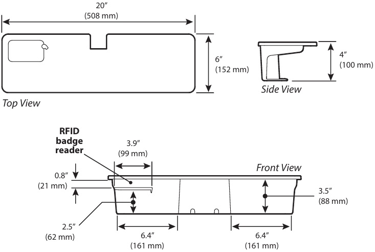 Technical Drawing for Ergotron 98-864-629 Worksurface for LX Pro Wall System (white)