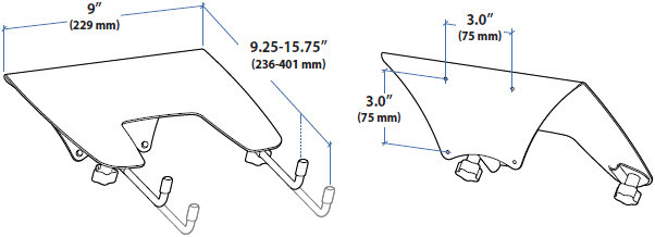 Technical Drawing for Ergotron Laptop Mount Tray
