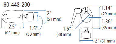 Technical Drawing for Ergotron 60-443-200 DS100 Outboard Pole Clamps (Set of 2)