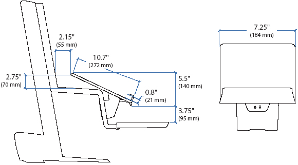 Technical Drawing for Ergotron 97-558-200 Tablet/Document Holder for WorkFit-S