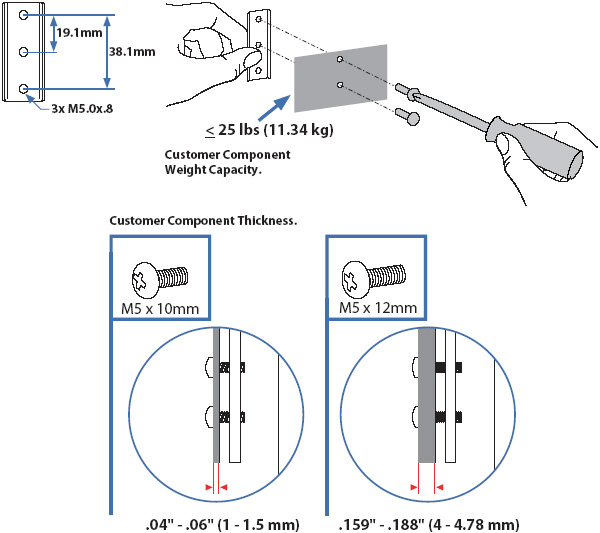 Technical Drawing for Ergotron 97-631 StyleView T-Nut Kit