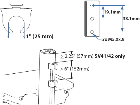 Technical Drawing for Ergotron 97-632 StyleView IV Pole Clamp Kit