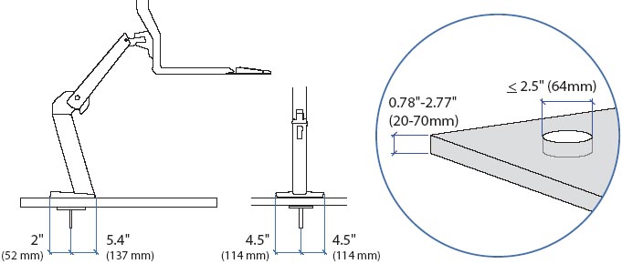 Technical drawing for Ergotron 97-638 Grommet Mount