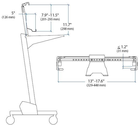 Technical Drawing for Ergotron 97-546 Neo-Flex Cart Vertical Laptop Kit