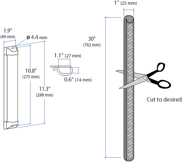 Technical Drawing for Ergotron 97-563-057 Cable Management Kit