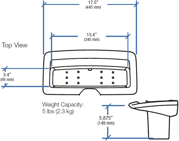 Technical Drawing for Ergotron 97-565 SV40 Basket and Handle Kit