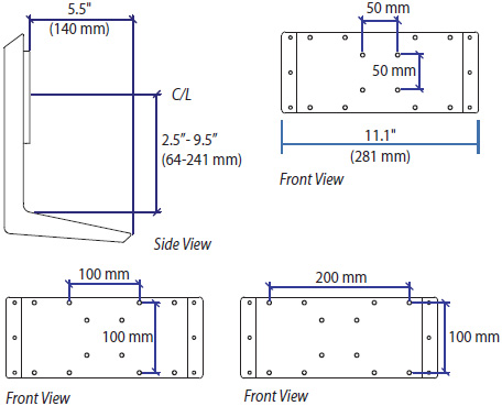 Technical Drawing for Ergotron 97-760-009 Monitor Handle Kit