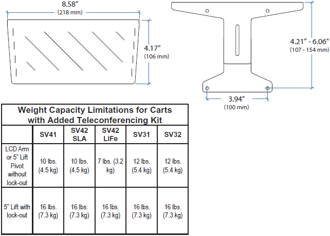 Technical Drawing for Ergotron 97-776-194 StyleView Camera Shelf