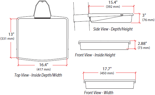 Technical Drawing for Ergotron 97-777-062 StyleView Front Tray