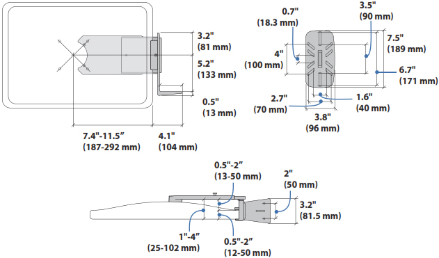 Technical Drawing for Ergotron 97-815-062 Scanner Shelf, VESA Attach (white)