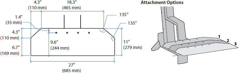 Technical Drawing for Ergotron 97-898 Corner Keyboard Tray for WorkFit