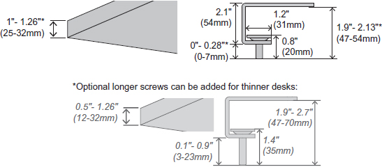 Technical Drawing for Ergotron 98-081 Under-Mount C-Clamp for HX Arms