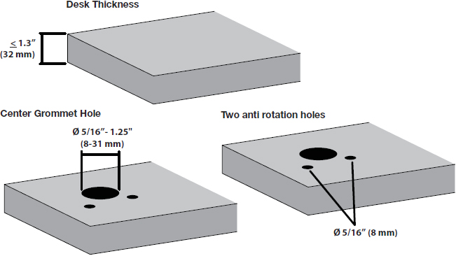 Technical Drawing for Ergotron 98-110 Grommet Mount for MX Single Arm