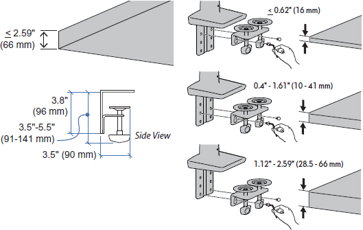 Technical Drawing for Ergotron 98-186 Two-Piece Clamp Kit for HX Arms
