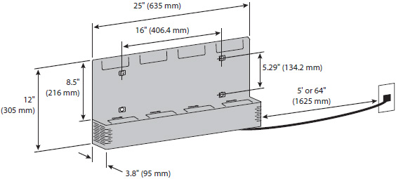 Technical Drawing for Ergotron 98-258 LiFeKinnex 4-Bay Charger for Medical Carts