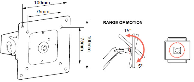 Technical Drawing for Ergotron 98-540-216 HX Heavy-Duty Tilt Pivot for Samsung G9