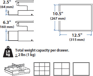 Technical Drawing for Ergotron 97-974 SV43/44 Supplemental Single Tall Drawer