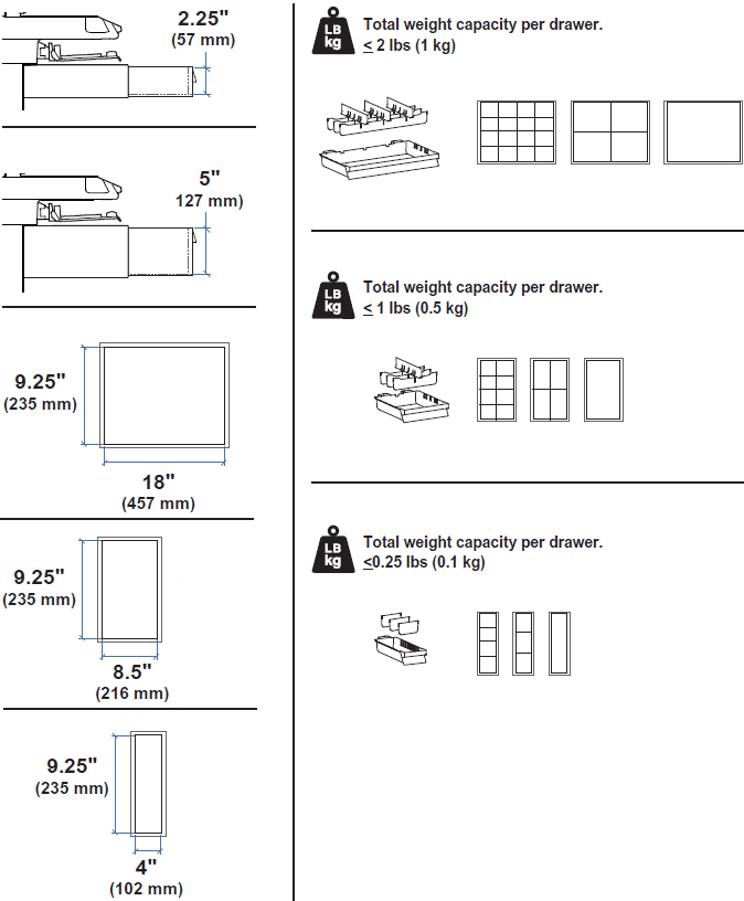 Technical Drawing for Ergotron 98-488 CareFit Pro Double Tall Drawer