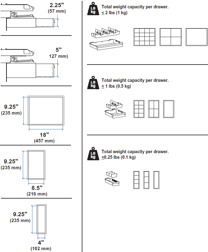 Technical Drawing for Ergotron 98-485 CareFit Pro Quad Drawer