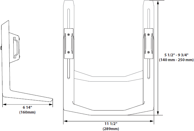 Technical Drawing for Ergotron 98-037-224 LX Dual Direct Bow Handle Kit (matte black)