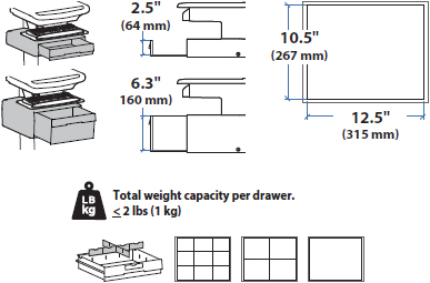 Technical Drawing for Ergotron 97-900 SV43 Primary Single Drawer for LCD Cart