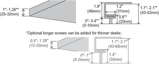 Technical Drawing for Ergotron 98-083 Under Mount C-Clamp for LX Single, Dual Direct, MXV Arms
