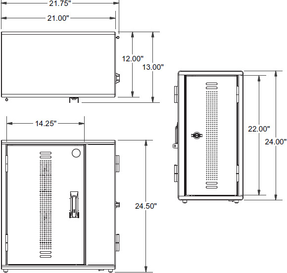 Technical Drawing for Ergotron YESCABGMPW Anthro YES20 Charging Cabinet for Tablets
