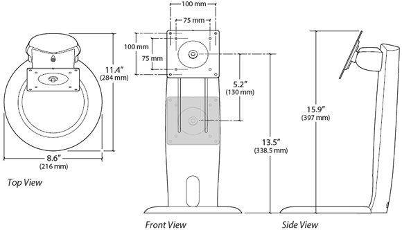 Technical Drawing for Ergotron 33-310-060 Neo-Flex LCD Stand