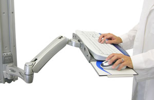 Ergotron 45-186-194 LX Wall Mount Keyboard Arm Silver inuse image