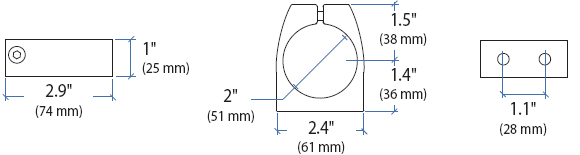 Technical Drawing for Ergotron 60-144-003 Pole Mount Bracket Kit