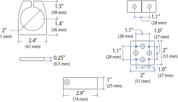 Technical Drawing for Ergotron 97-094-085 Pole Mount Bracket Kit