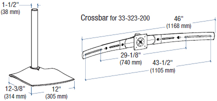 Technical Drawing for Ergotron 33-323-200 DS100 Triple-Monitor Desk Stand