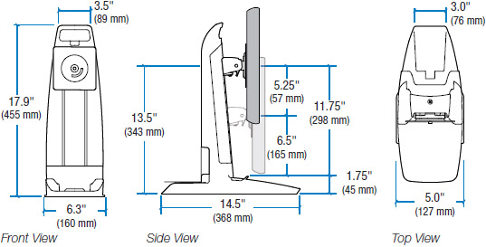 Technical Drawing for Ergotron 33-326-085 Neo-Flex All-In-One Lift Stand