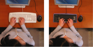 Comparison ordinary keyboard with Evoluent Mouse-Friendly Keyboard