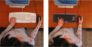 Comparison ordinary keyboard with Evoluent Mouse-Friendly Keyboard