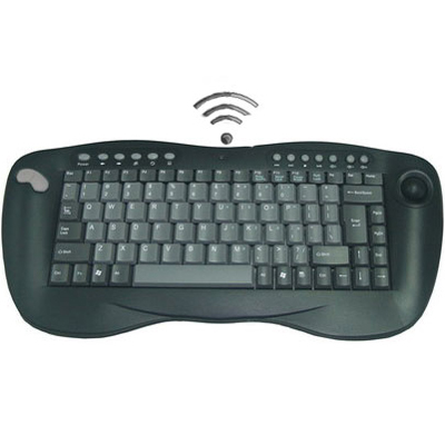 Adesso WKB-3000UB Wireless 2.4 GHz RF Mini Keyboard with Optical Trackball Black