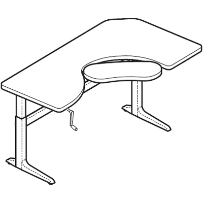 Workrite Sierra Crank Offset Corner 2 Legs Keyboard Cutout (22-34