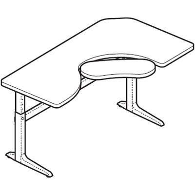 Workrite Sierra Pin Offset Corner 2 Legs Keyboard Cutout Left or Right (22-34
