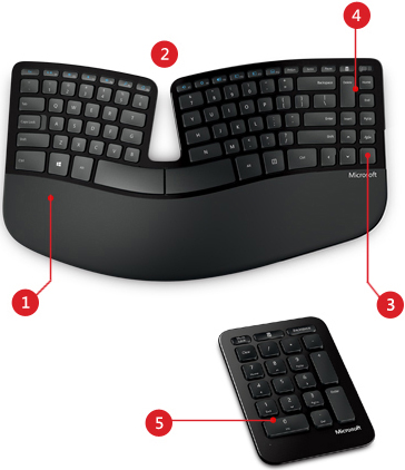 Technical drawing for Microsoft Sculpt Ergonomic Keyboard for Business - 5KV-00001