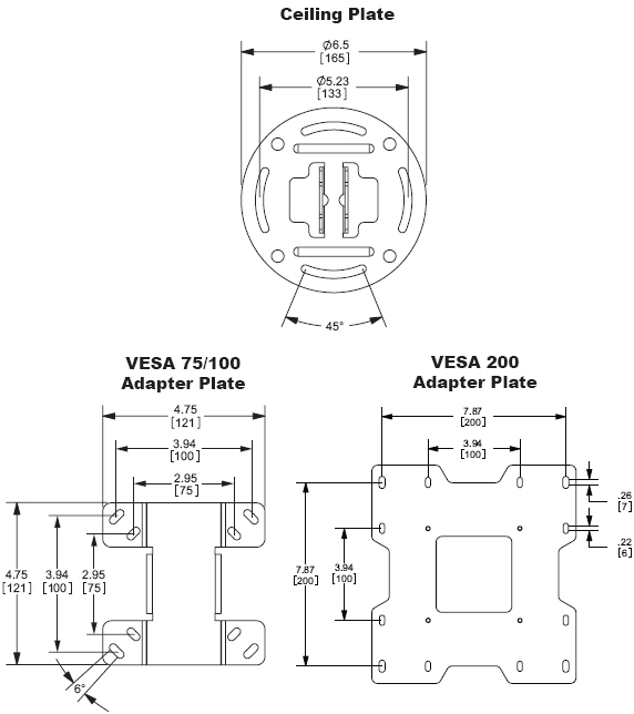 Drawing for Peerless Ceiling Plate and Adapter Plate
