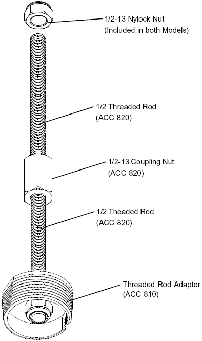 Technical drawing for
Peerless ACC810 Threaded Rod Adapter for Projector Mounts
