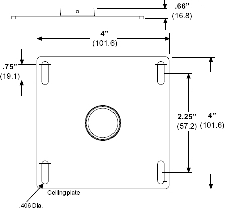 Technical drawing for Peerless CMJ300 Unistrut and Structural Ceiling Plate