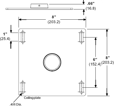 Technical drawing for Peerless CMJ310 Unistrut and Structural Ceiling Plate