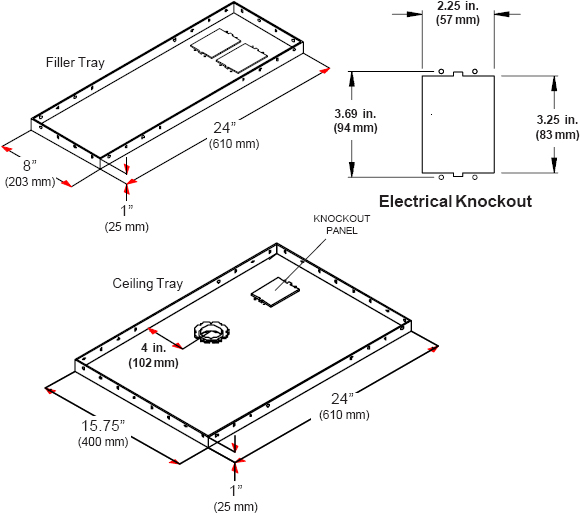 Technical drawing for 
Peerless CMJ455 LightWeight Suspended Ceiling Plate for Projector Mounts