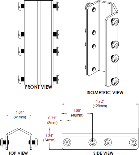 Technical drawing for 
Peerless MOD-APC Pole Coupler connects two 2