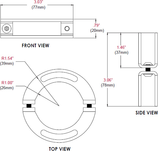 Technical drawing for 
Peerless MOD-ASC Single or Dual Display Stacking Clamp