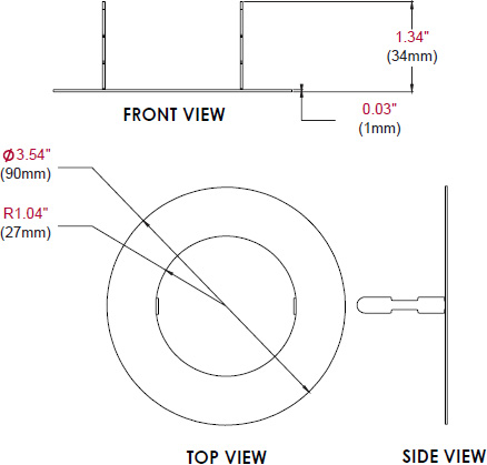 Technical drawing for 
Peerless MOD-ATD-W Trim Disc for Modular Series Projector Mounts